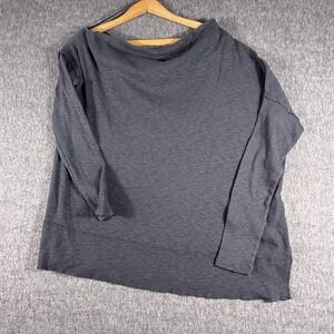 We The Free People Gray Boat Neck Oversized  Ribbed Long Sleeve Sz M Lightweight